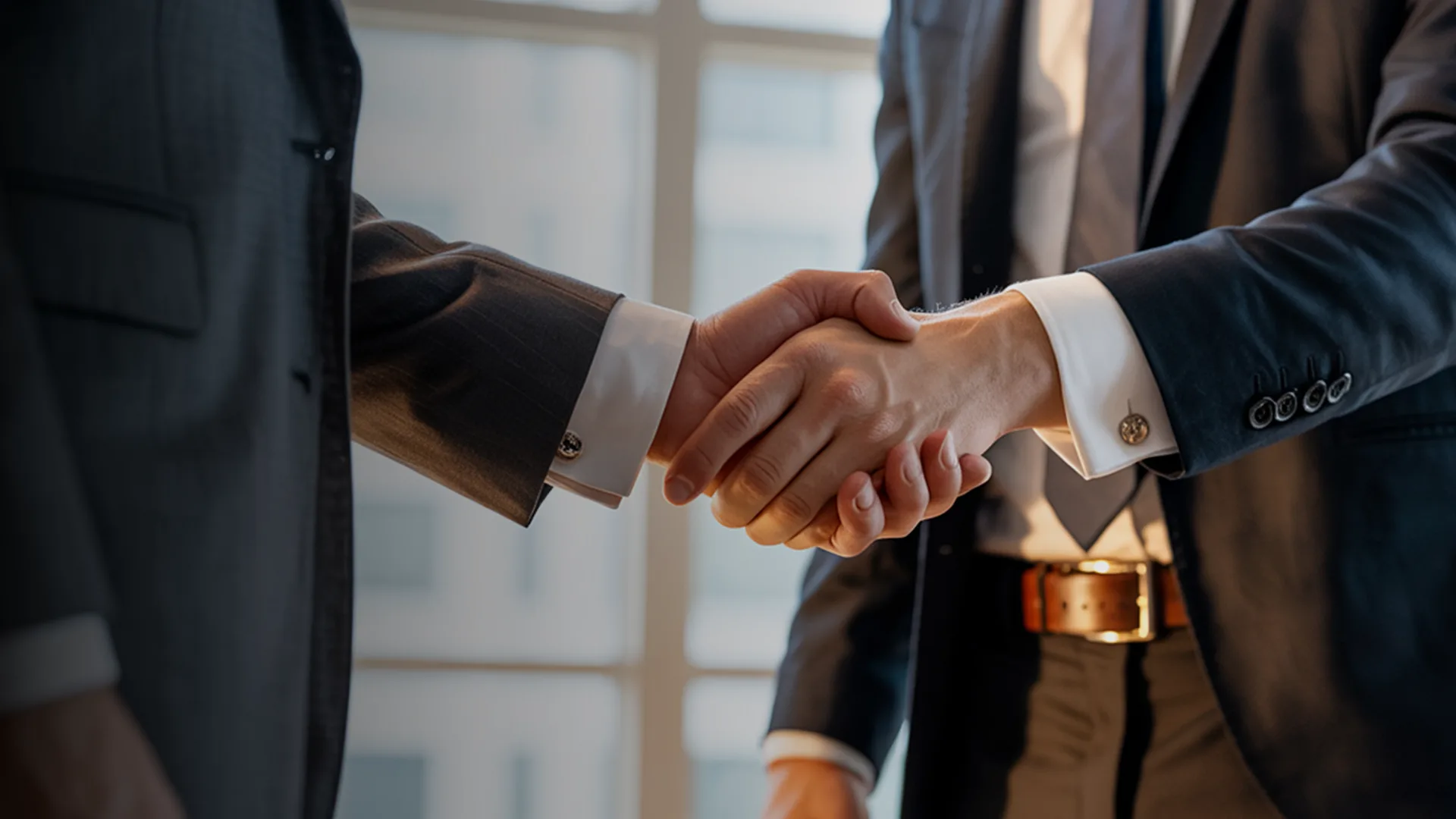 Two business people shaking hands